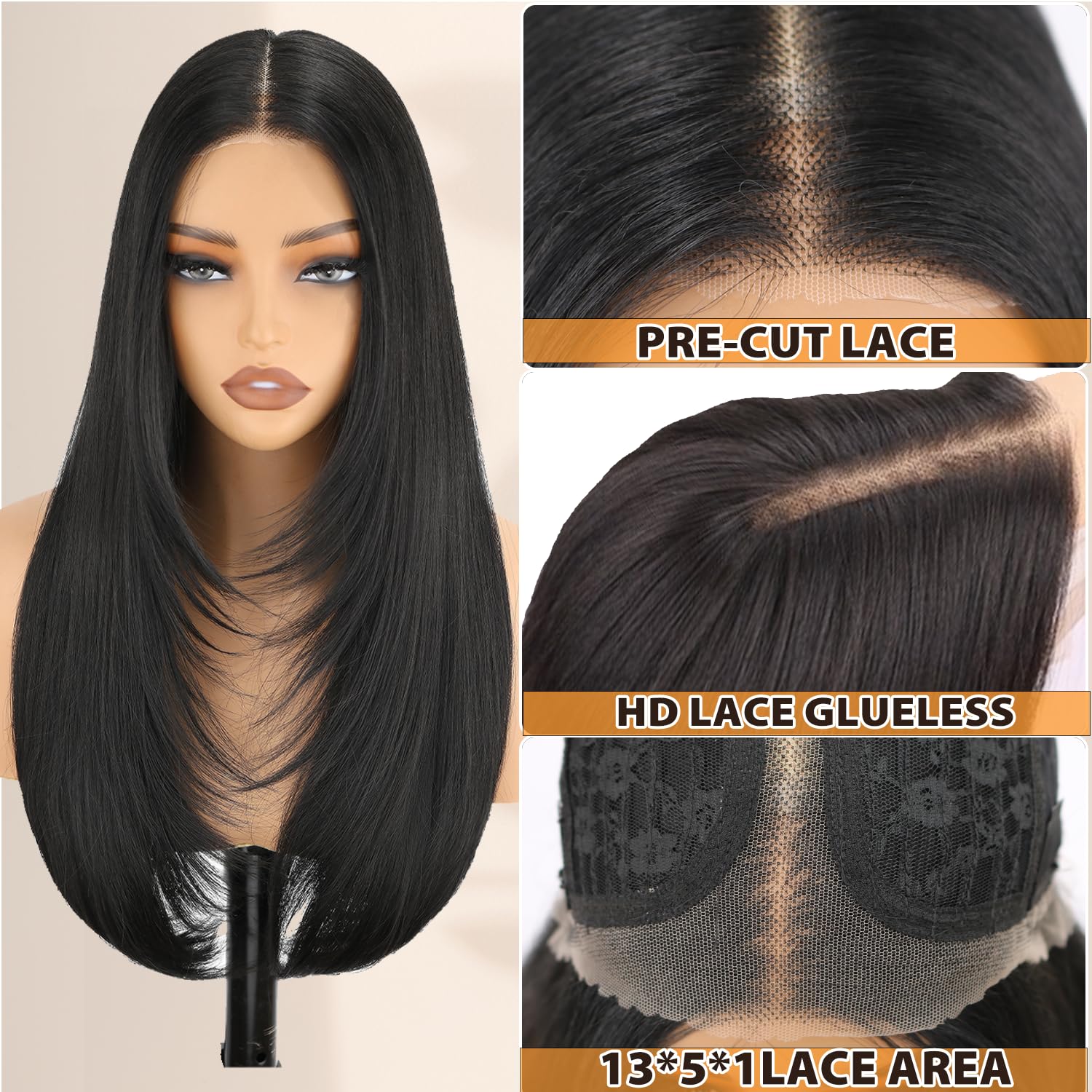 NOSTALGIA middle-part closure wig offering versatile, balanced styling options.