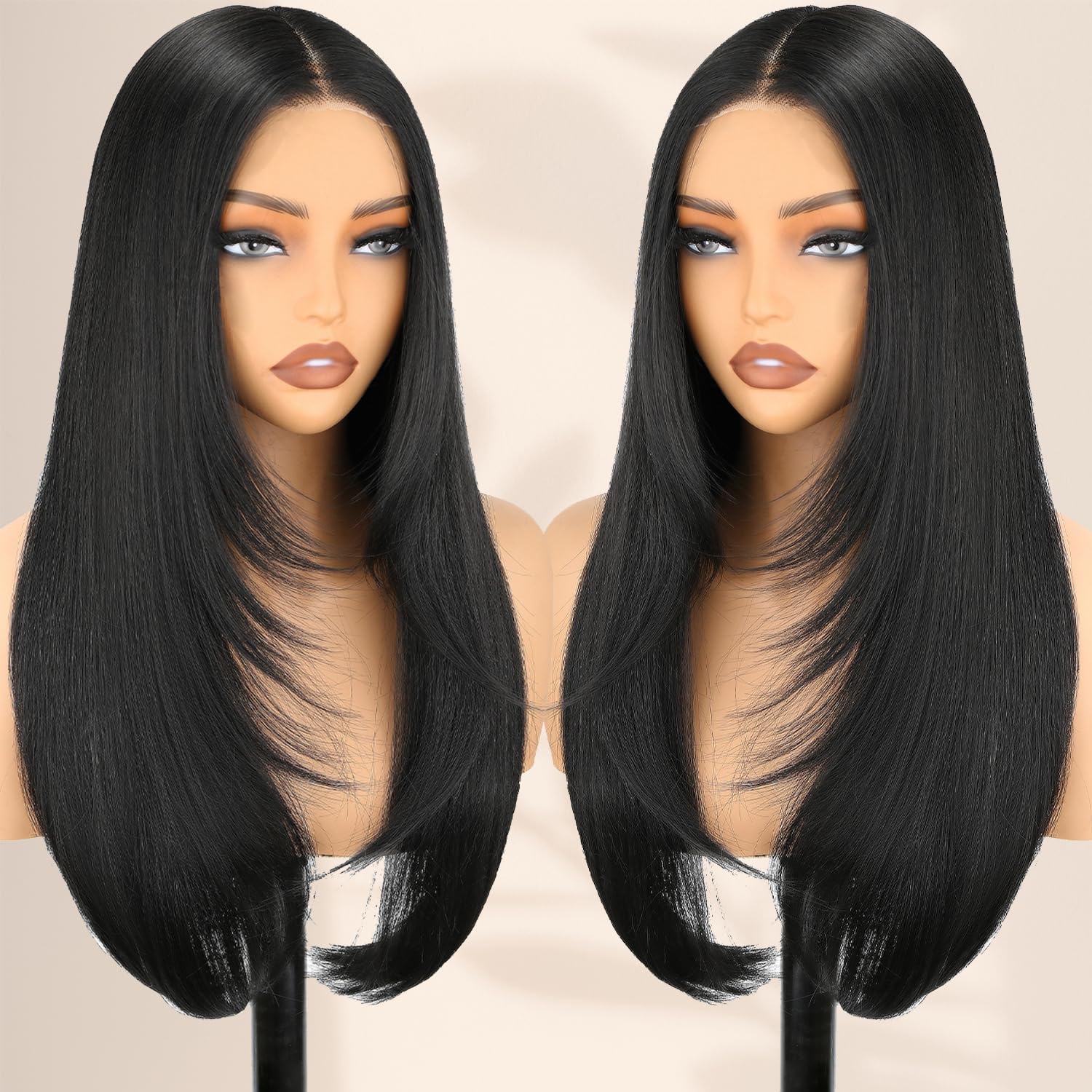 NOSTALGIA wear-go glueless wig 24in straight lace front for fast, secure everyday styling.