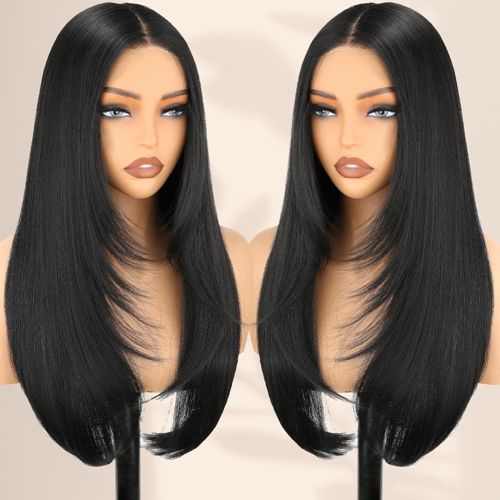 NOSTALGIA wear-go glueless wig 24in straight lace front for fast, secure everyday styling.