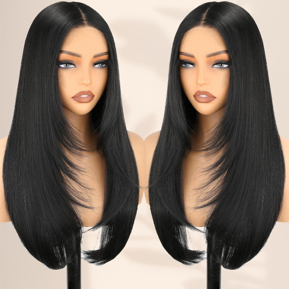 NOSTALGIA wear-go glueless wig 24in straight lace front for fast, secure everyday styling.