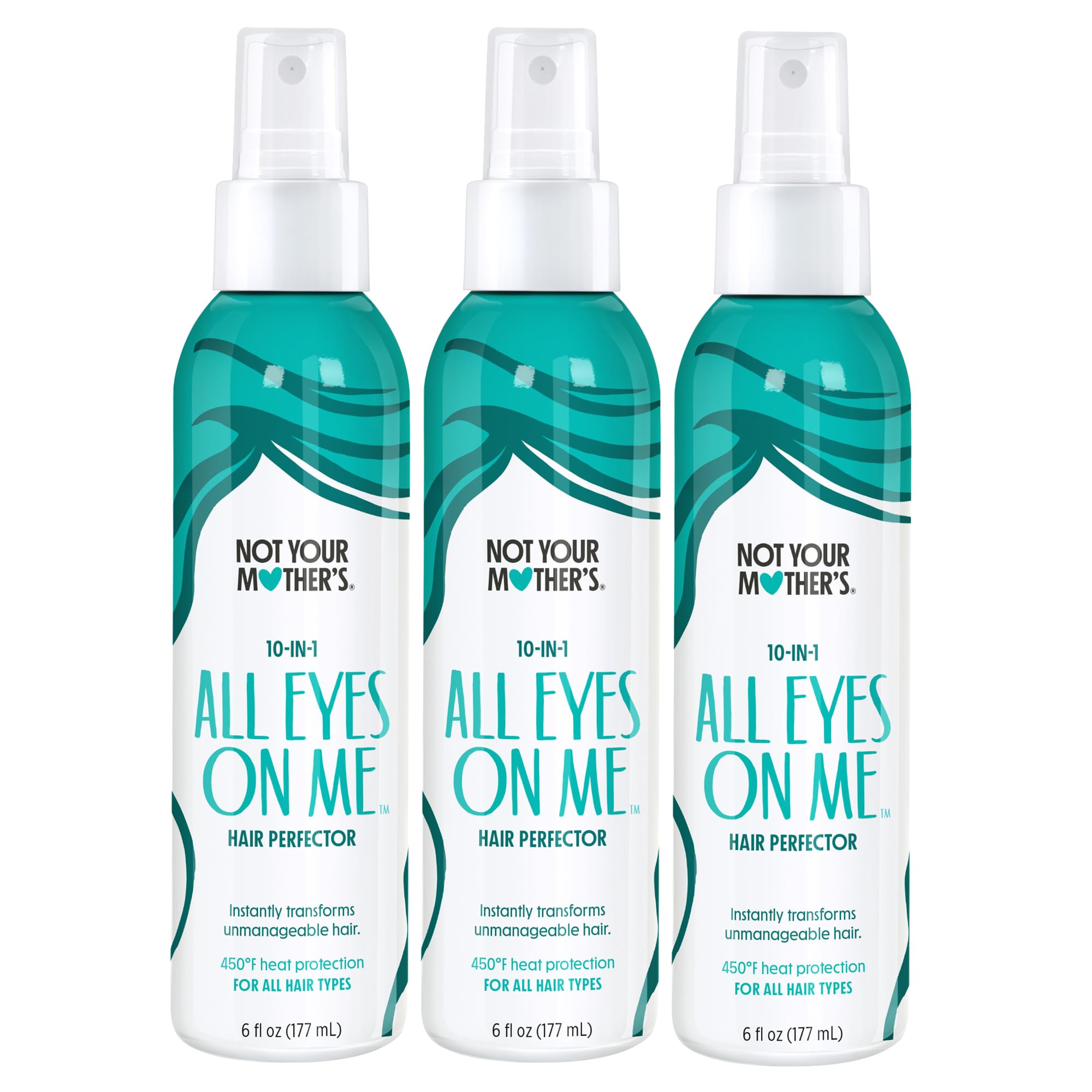 Not Your Mother's All Eyes On Me bottle pour showing 6 oz spray for heat protection