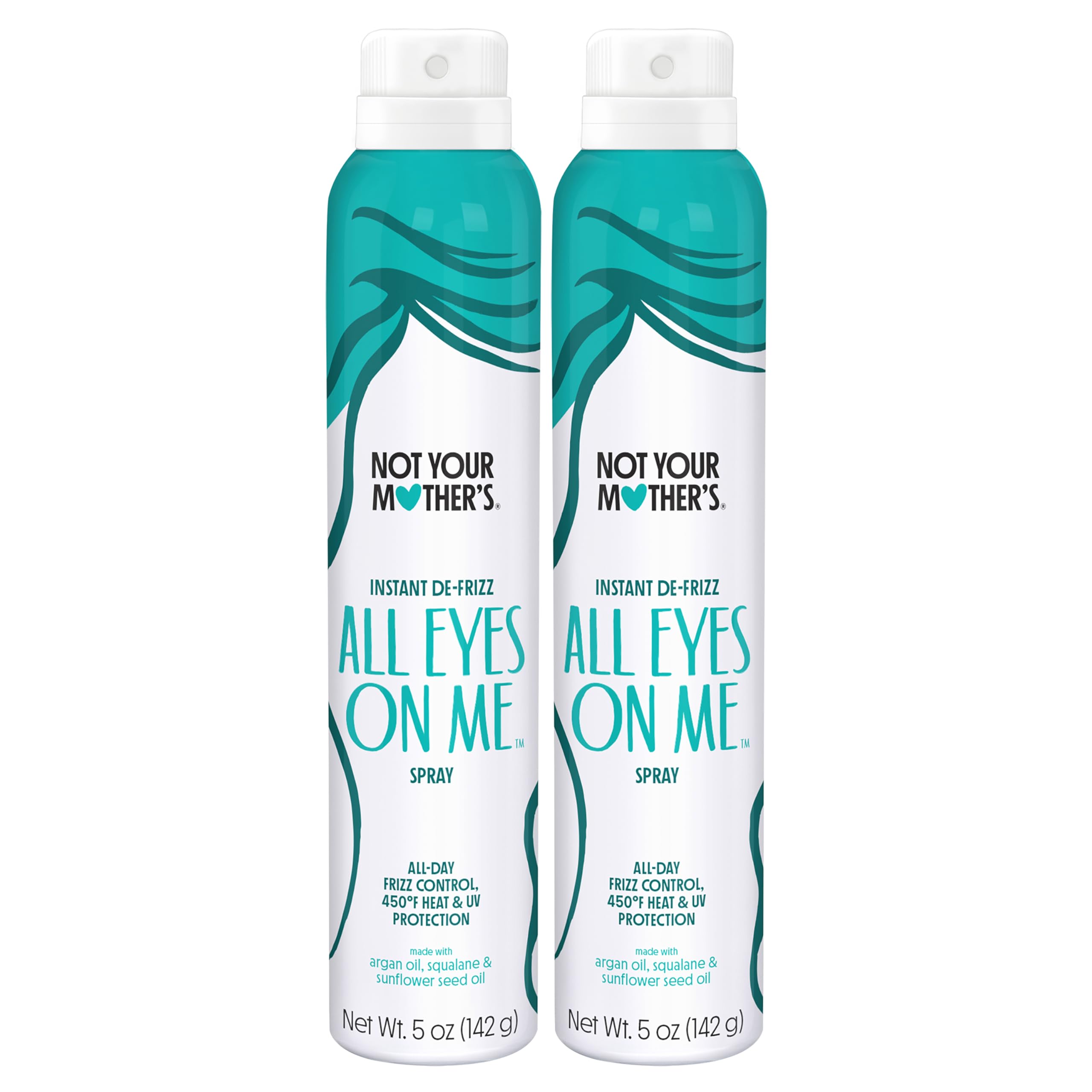 Not Your Mother's All Eyes On Me de-frizz spray package shows dual-pack value for touch-ups