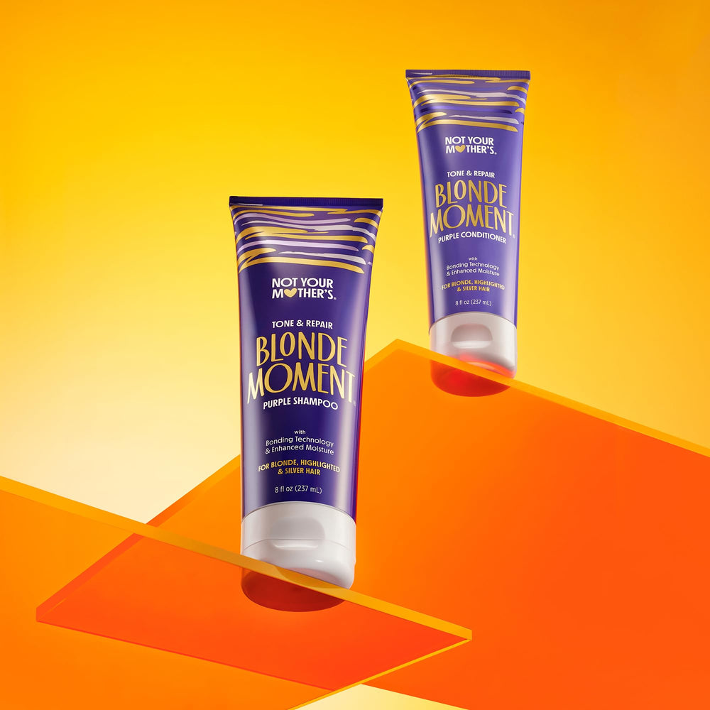 Not Your Mother's Purple Conditioner applying through hair for smooth ends.