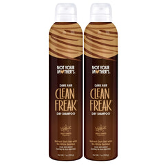Not Your Mother's Clean Freak Dark Hair Dry Shampoo 2-pack bottle front showcases oil absorption.