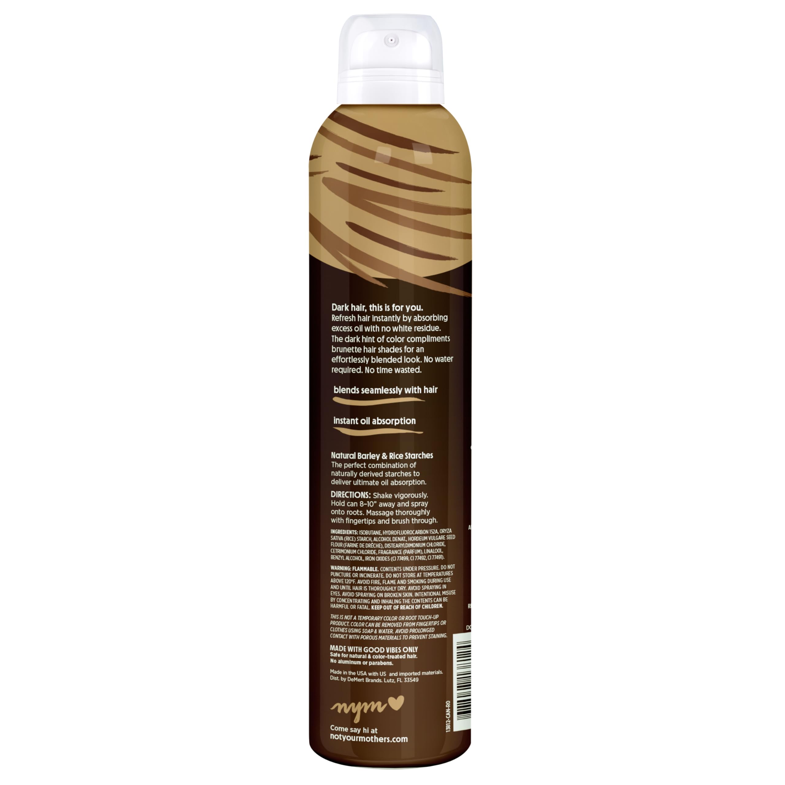Not Your Mother's Clean Freak Dark Hair Dry Shampoo waterless spray for on-the-go styling.