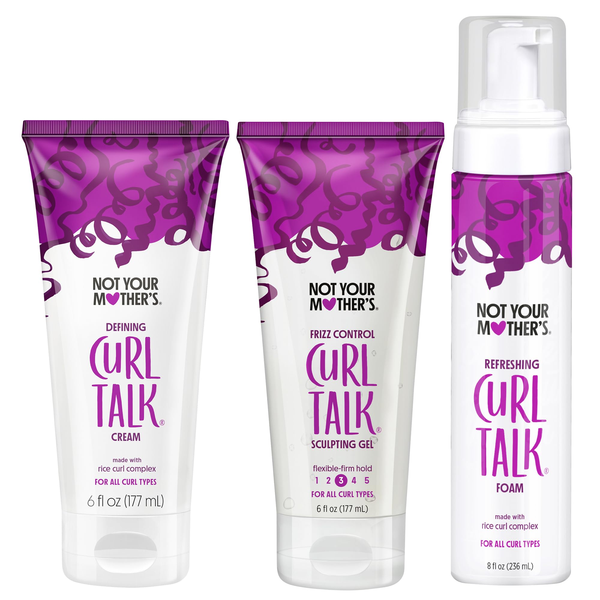 Not Your Mother's Curl Talk frizz-control gel bottle for defined curls and flexible hold.