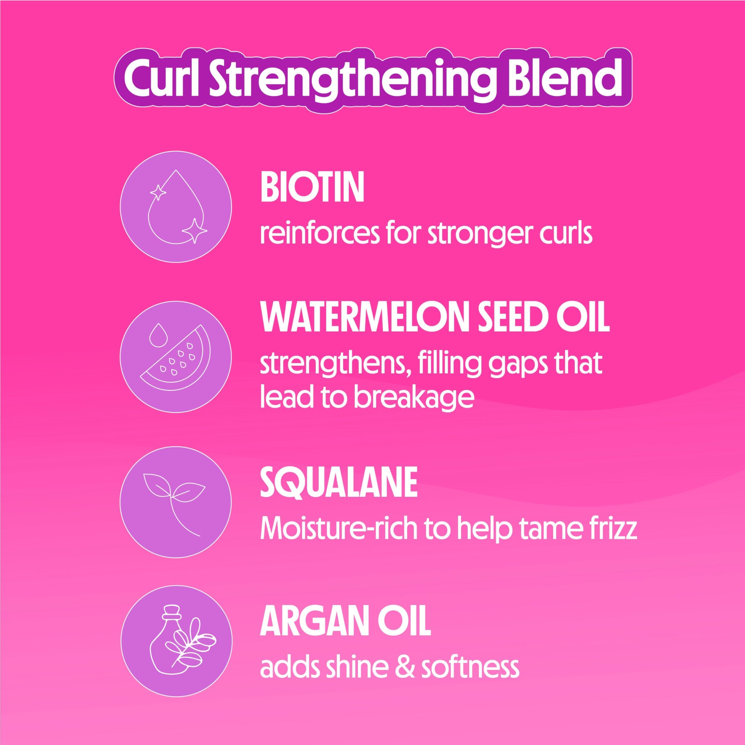 Not Your Mother's Curl Talk Strengthening Oil with Citrus Jasmine scent enhances routine.