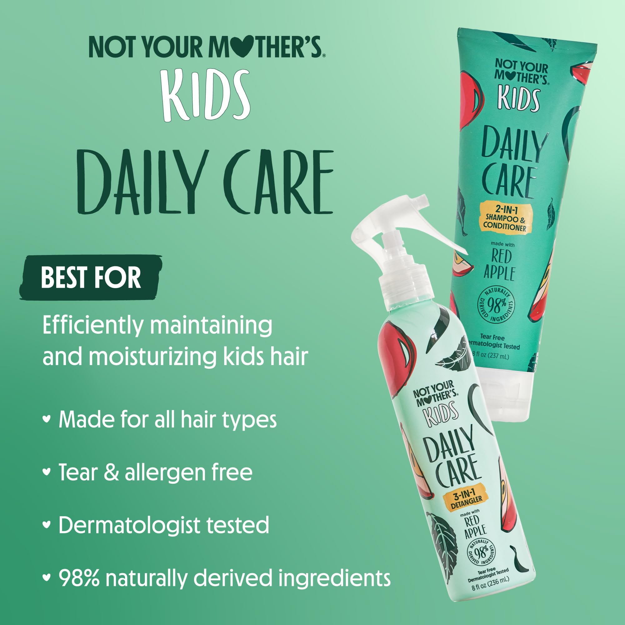 Not Your Mother's Kids Daily Care 2-in-1 shampoo label highlights natural ingredients.