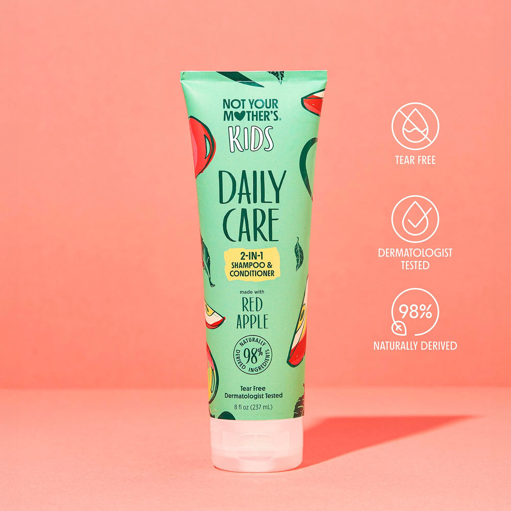 Not Your Mother's Kids Daily Care natural ingredients badge on packaging.