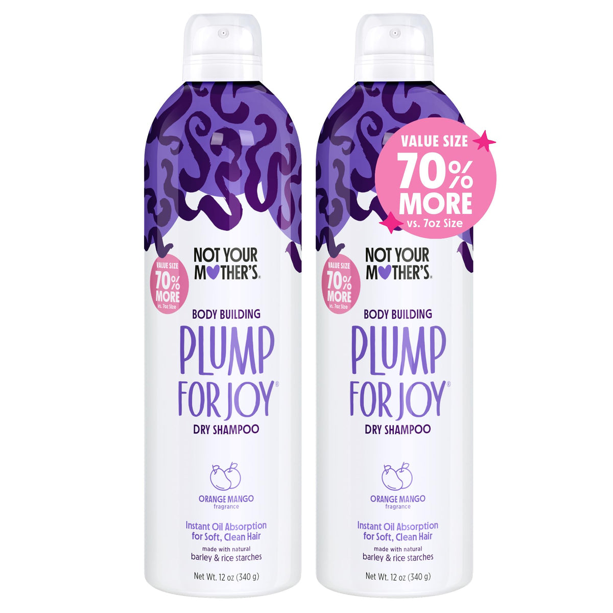 Not Your Mother's Plump for Joy 2-pack front view; oil absorption for instant refresh.
