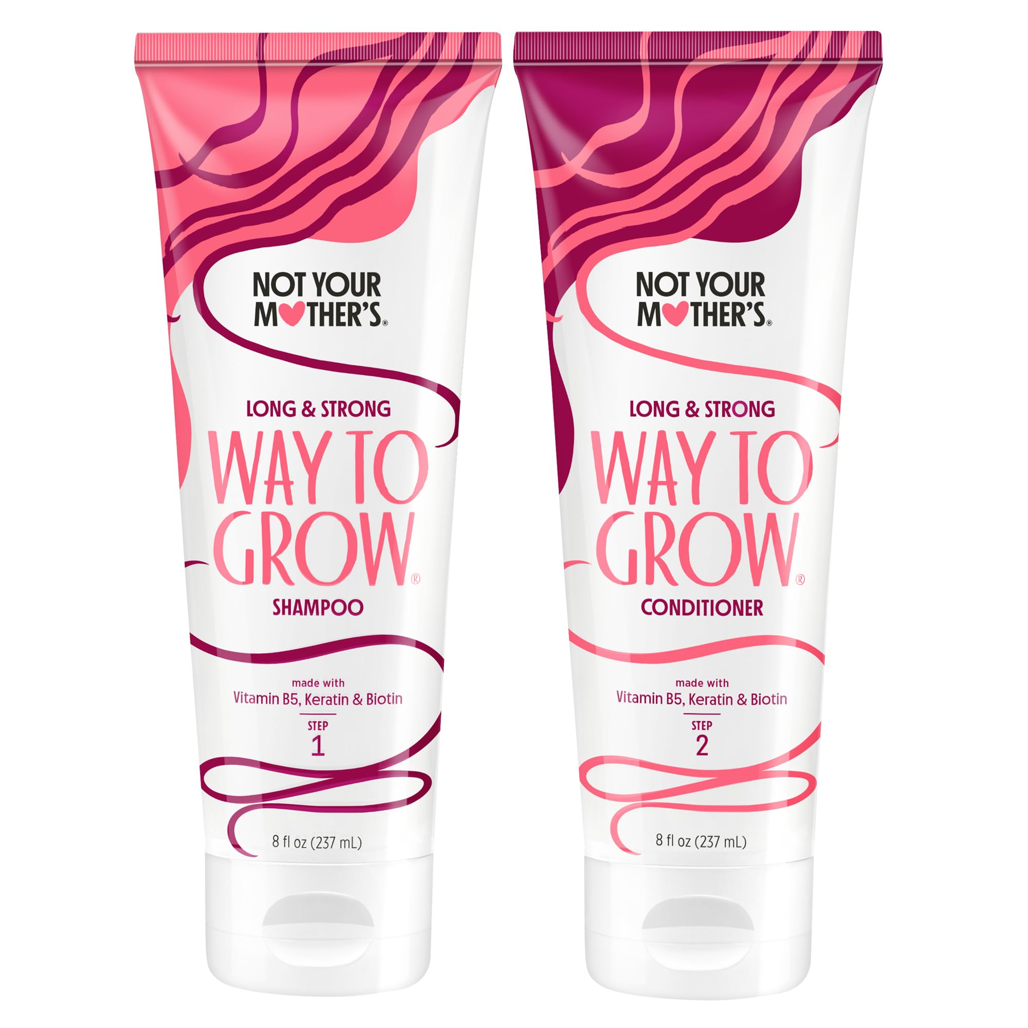 Not Your Mother's Way to Grow shampoo bottle close-up showing cleansing action for refreshed hair.