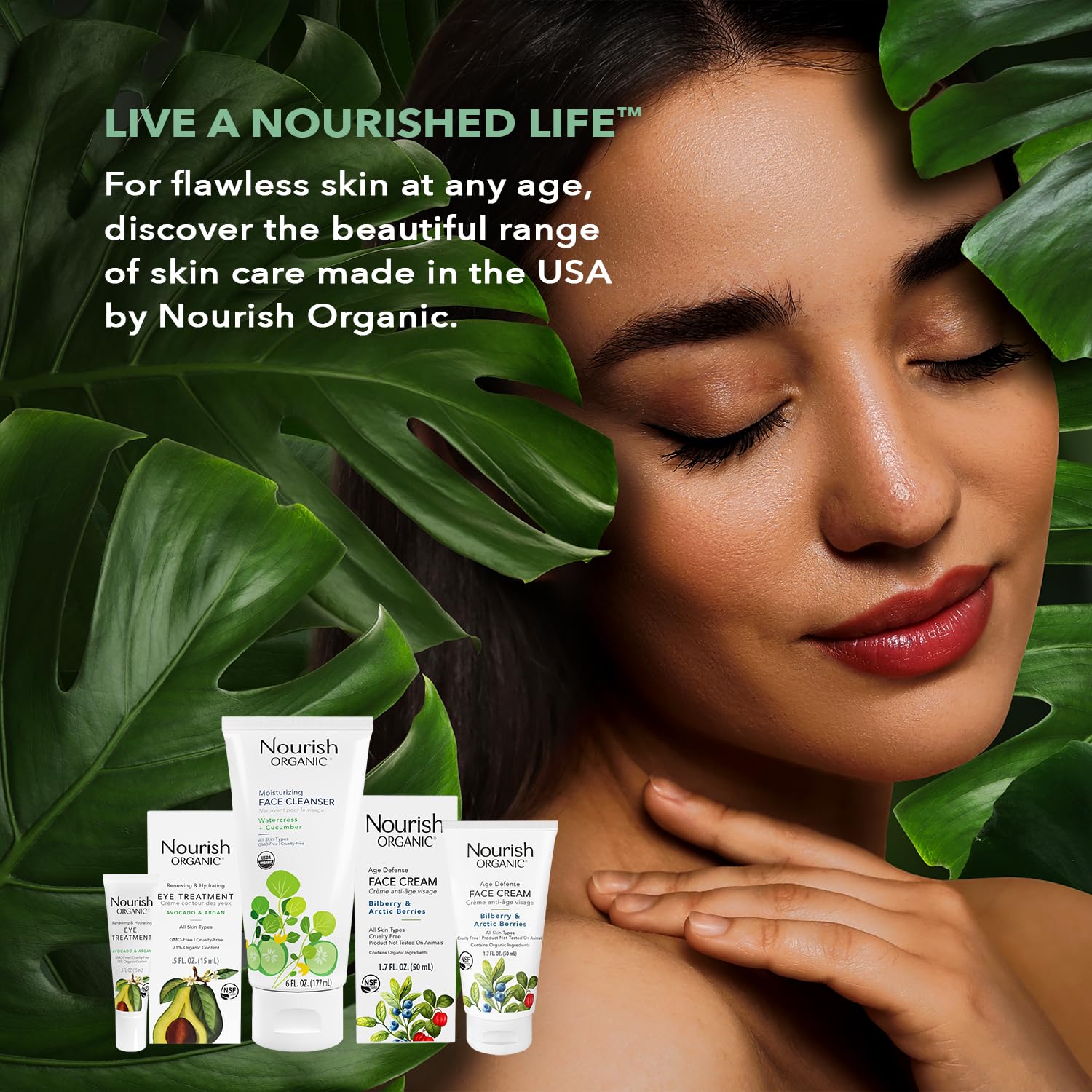 Nourish Organic fragrance-free packaging—irritation-free cleansing for sensitive users.