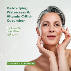 Nourish Organic watercress cucumber ingredients—plant-powered cleansing for refreshed skin.