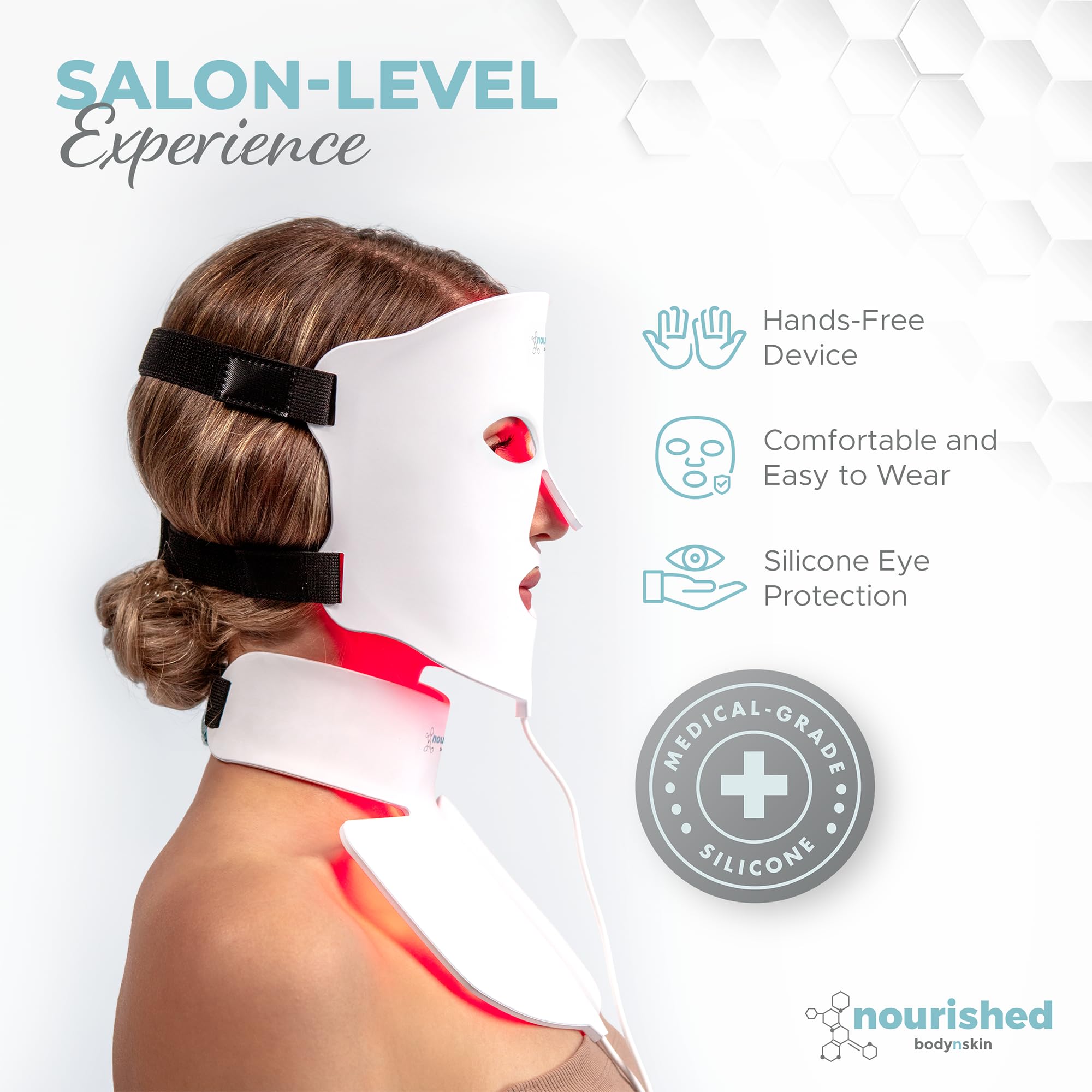 Nourished Bodynskin LED mask suitable for at home use and relaxation