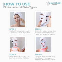 Nourished Bodynskin LED mask with eye protectors for safe light therapy