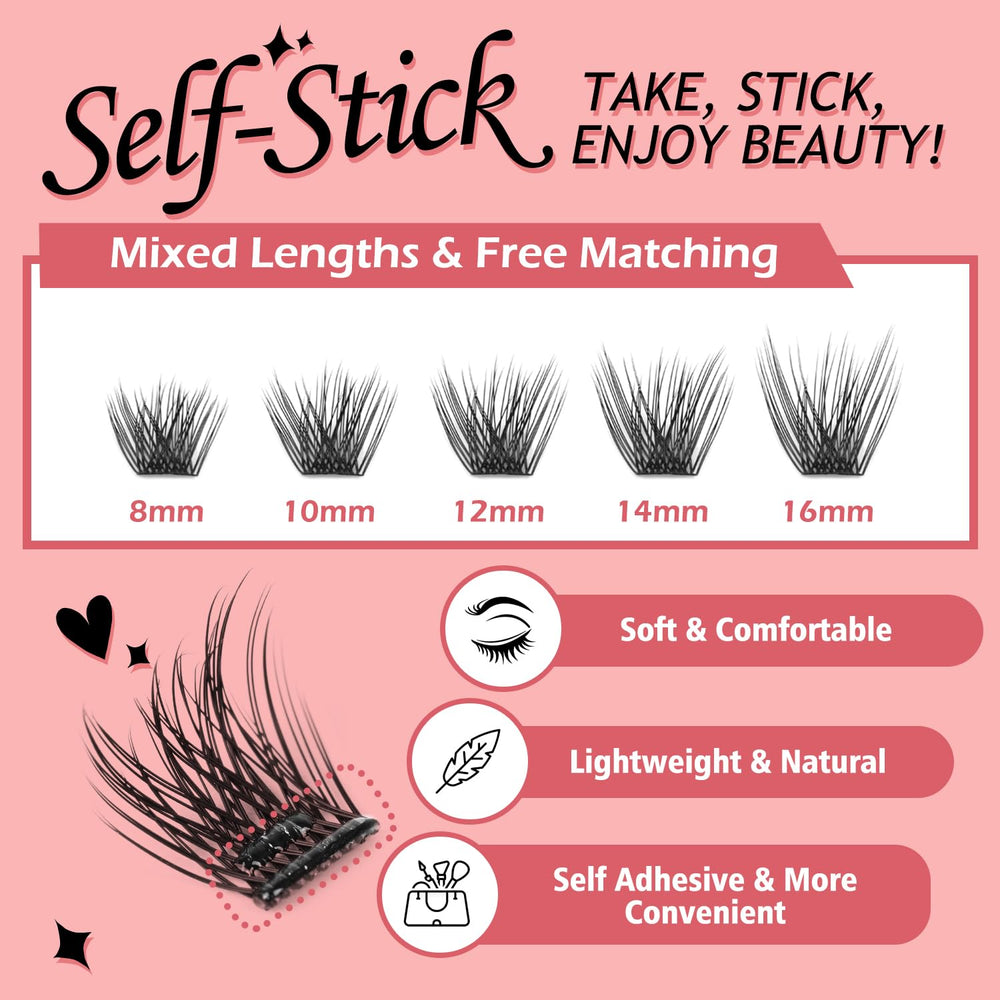 NovaBeryl lash clusters being applied with tweezers for fast DIY look.