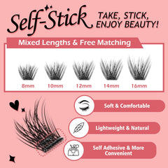 NovaBeryl lash clusters being applied with tweezers for fast DIY look.