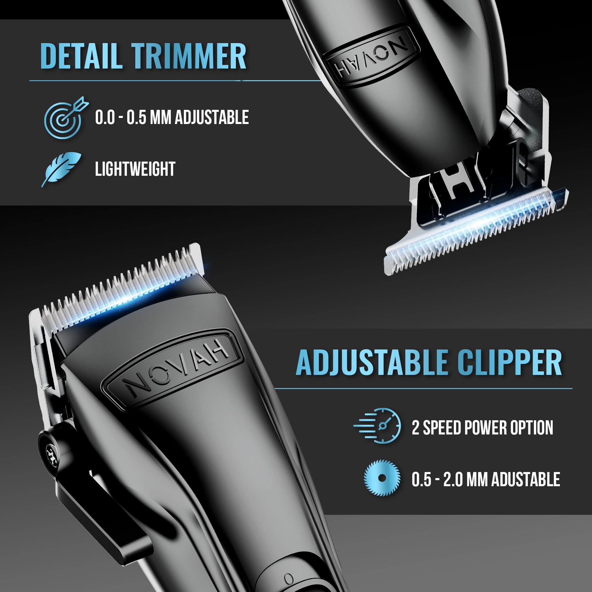 NOVAH Grooming Barber Kit in use on charging dock adds convenience