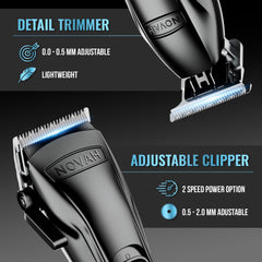 NOVAH Grooming Barber Kit in use on charging dock adds convenience