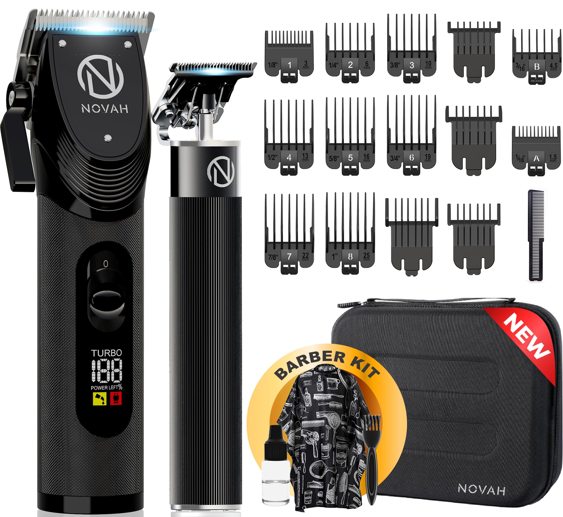 NOVAH Grooming clipper kit, 23-piece set, ideal for professional at-home grooming.