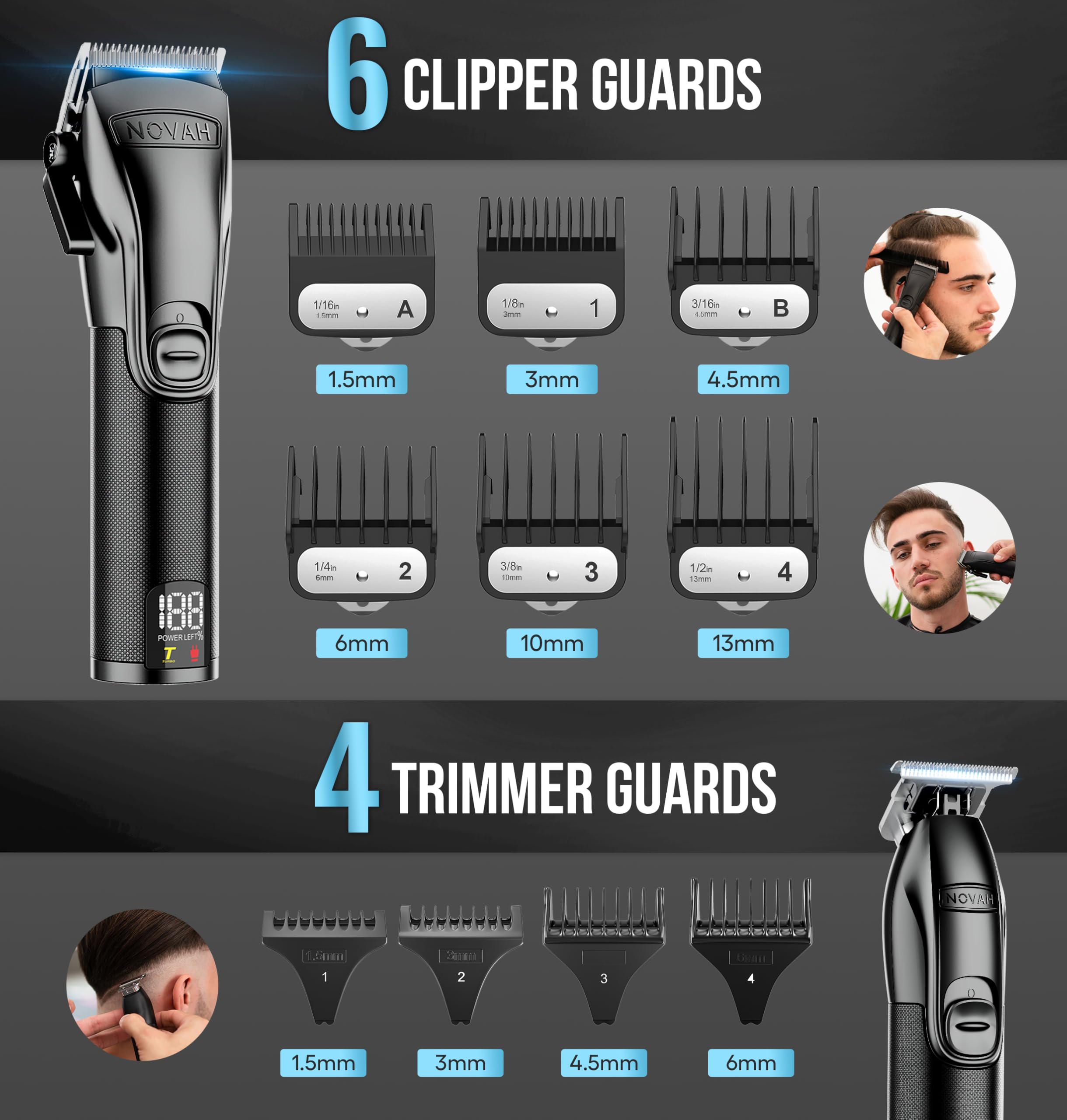 NOVAH Grooming foil shaver included for finishing touches