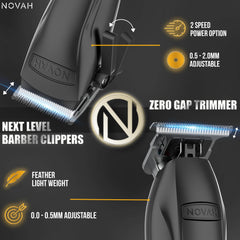 NOVAH Grooming professional hair clipper guard attachments showcase versatile guard options for fades.