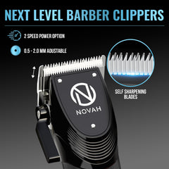NOVAH Grooming clipper with taper lever for precise fades at home.
