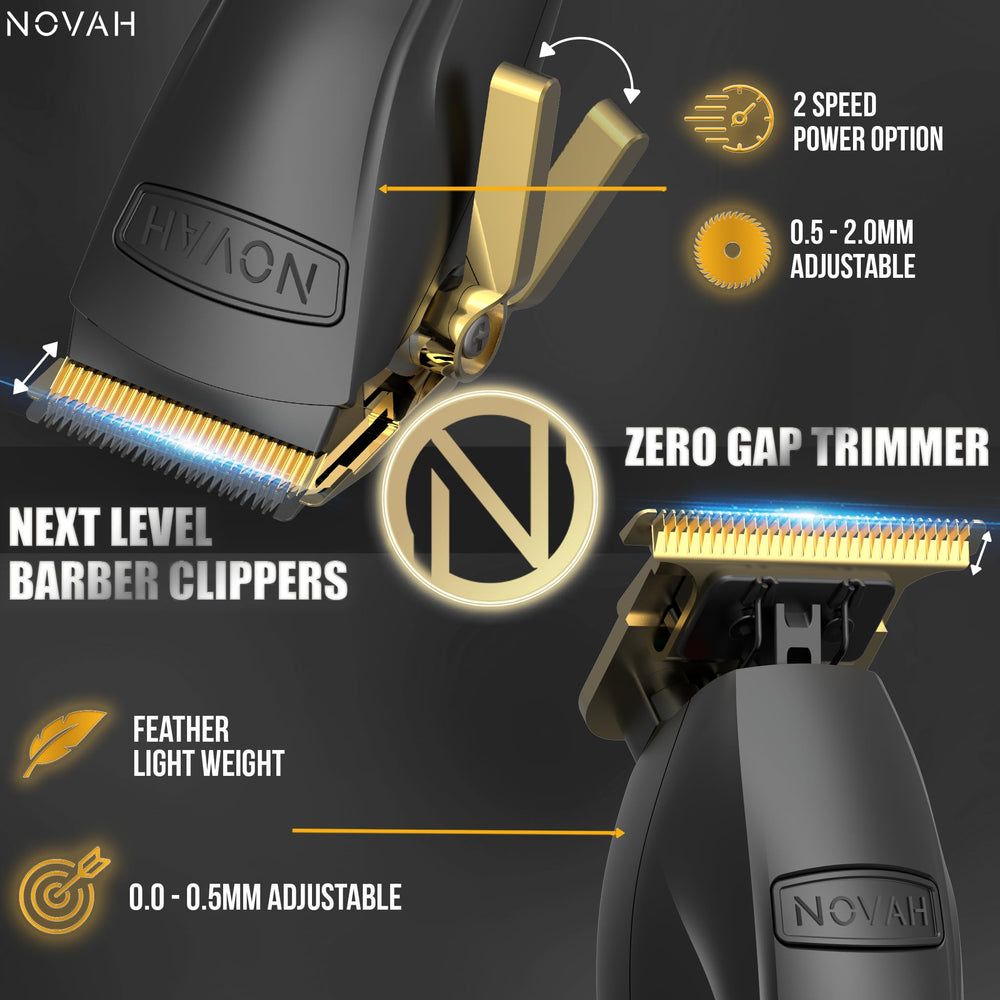 NOVAH Grooming wireless clipper with LED display enables precise speed and power monitoring.