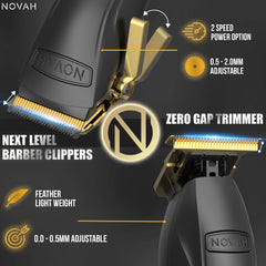 NOVAH Grooming wireless clipper with LED display enables precise speed and power monitoring.