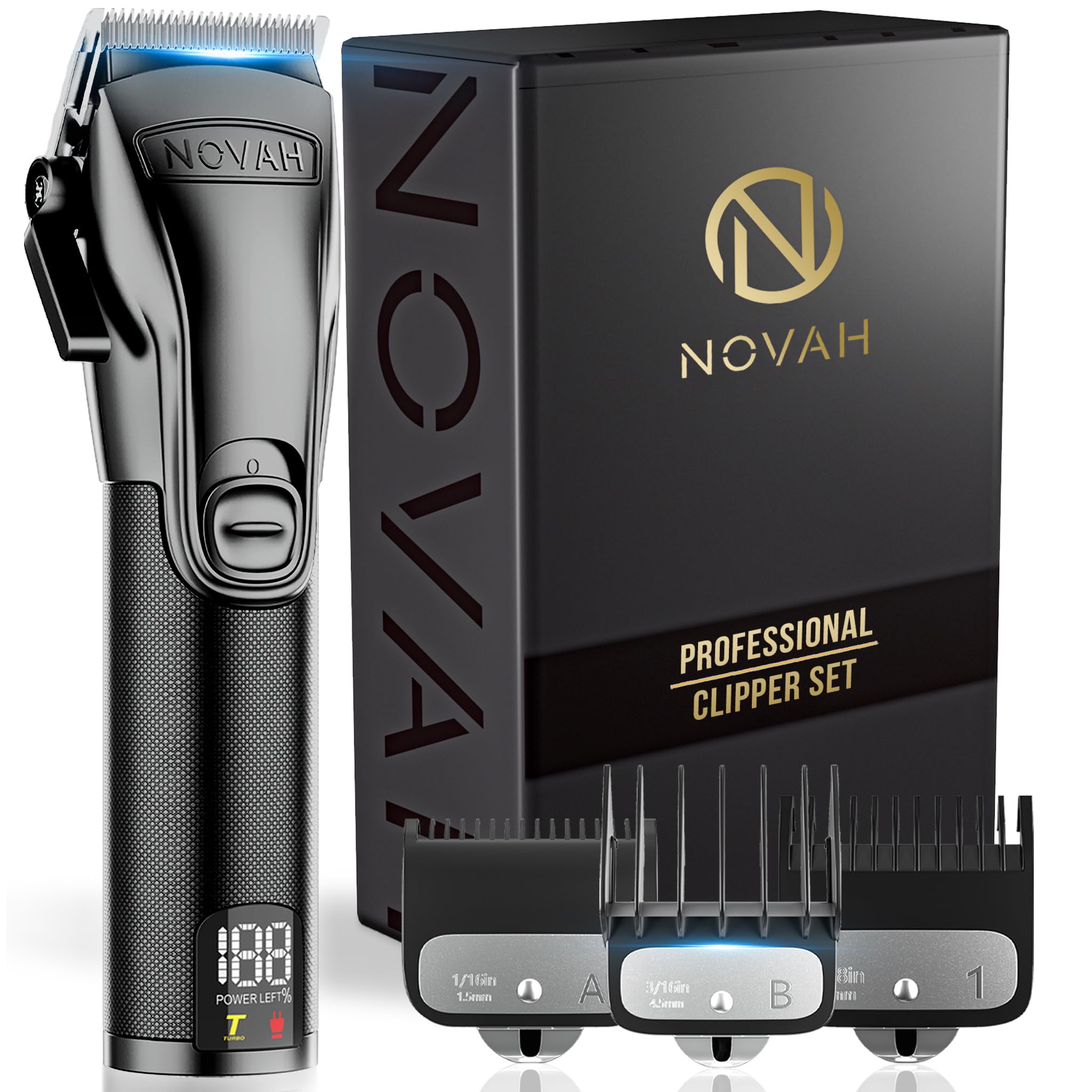 Novah Professional hair clipper body showcases a durable all-metal unibody for steady grip.