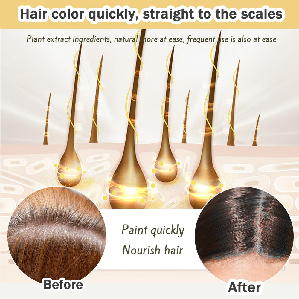 Nova Hair Dye Shampoo dark brown result with lasting shine.