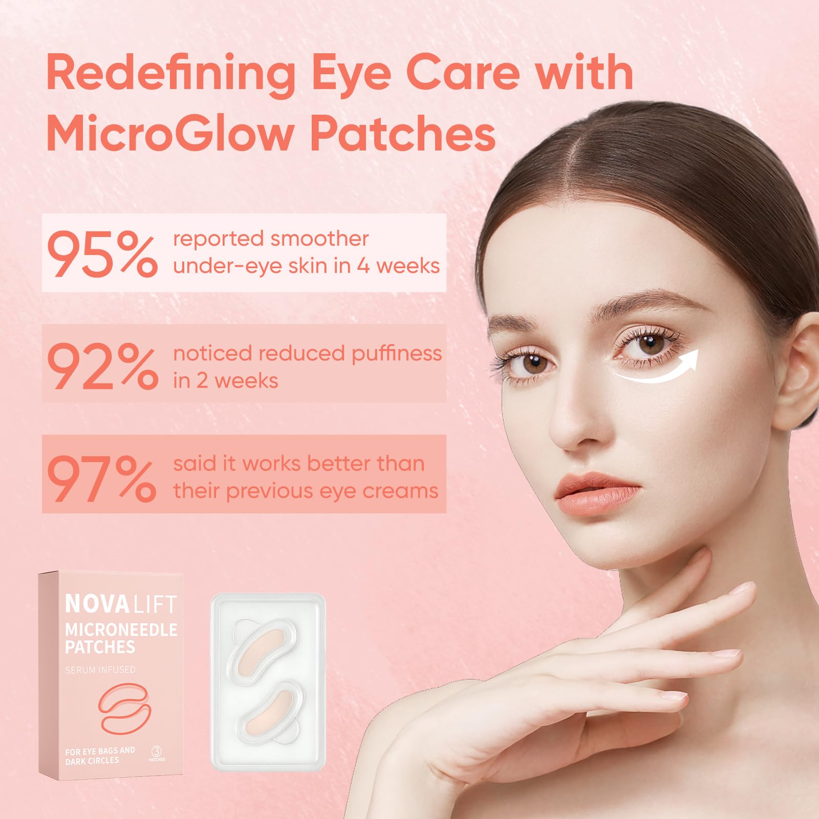 NOVALIFT MicroGlow patches feature hyaluronic acid retinol and collagen for hydrated smooth skin