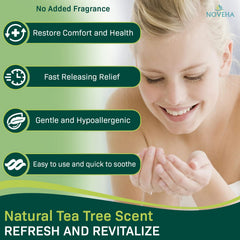 NOVEHA Cucumber extract soothing foam illustrating calm, refreshed eye area after cleansing