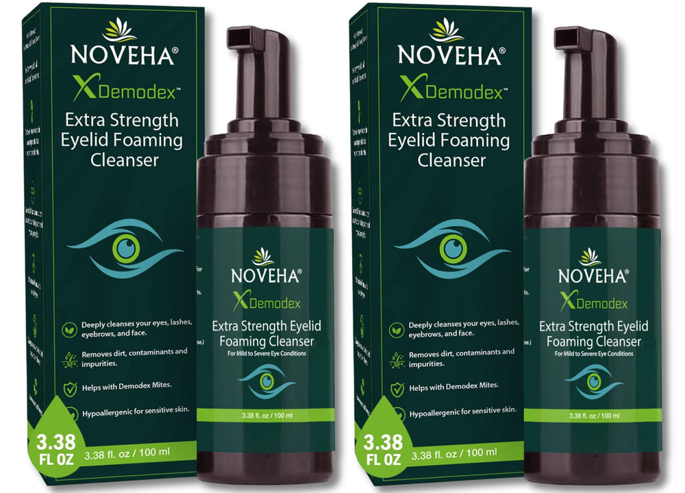 NOVEHA Demodex Eyelid Cleanser Foam bottle-pump for gentle daily eyelid cleansing