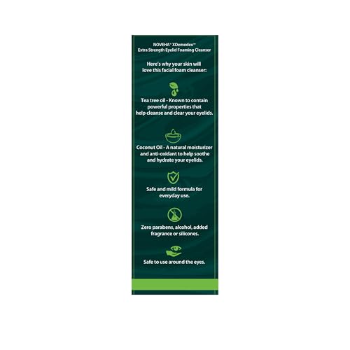 NOVEHA Demodex Eyelid Cleanser Foam coconut-oil-suds demonstrate thorough cleansing near lashes