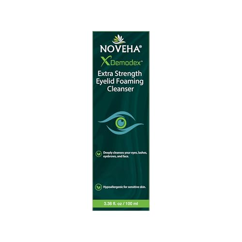 NOVEHA Demodex Eyelid Cleanser Foam foam-lather closeup showing creamy cleansing foam