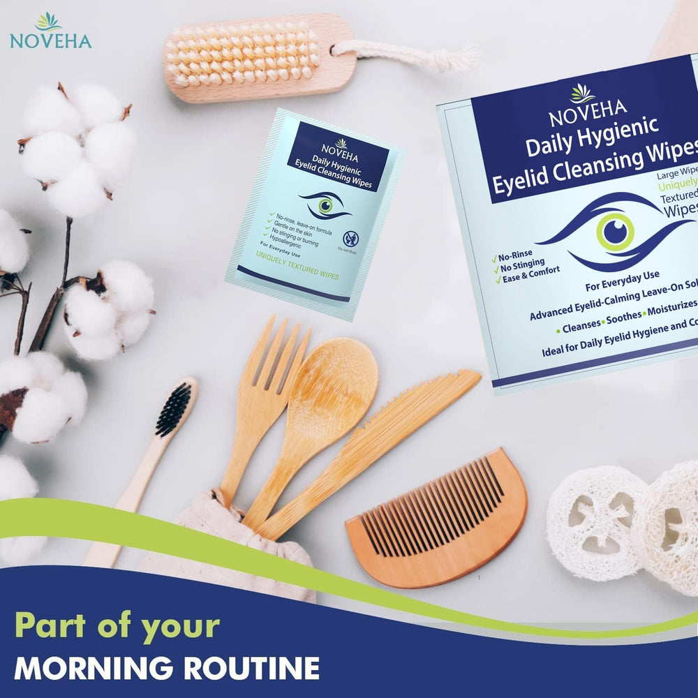 NOVEHA doctor-recommended eye wipes for safe daily care.