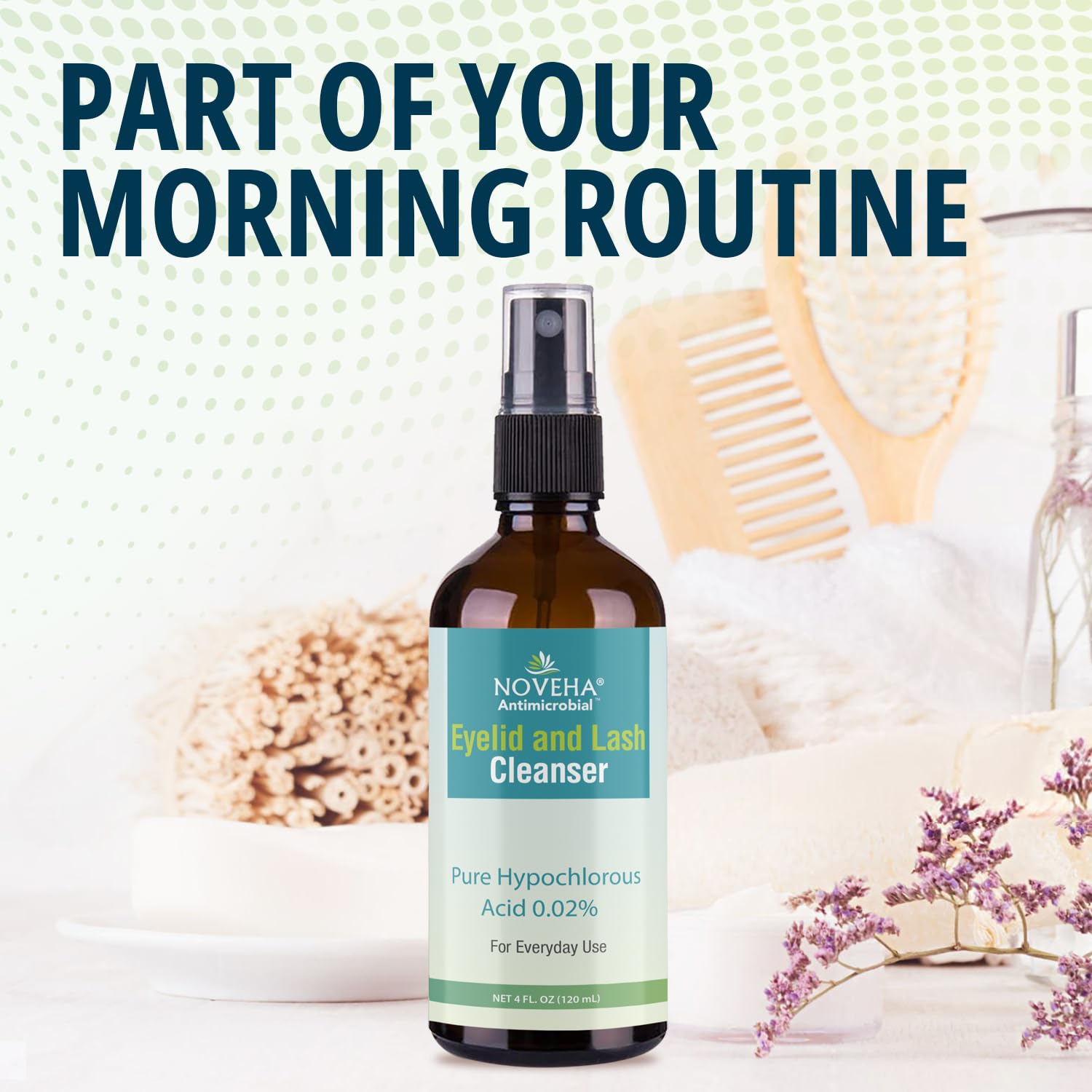 NOVEHA Eyelid Cleanser supporting a refreshed eye-area during busy days.
