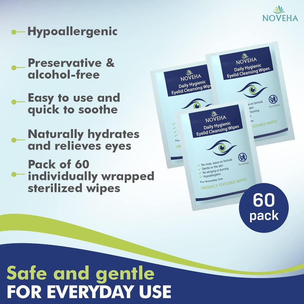 NOVEHA wipes calm and refresh the eye area.