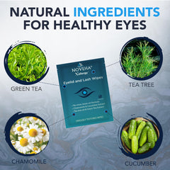 NOVEHA eyelid wipes pack open with wipes ready for quick cleansing