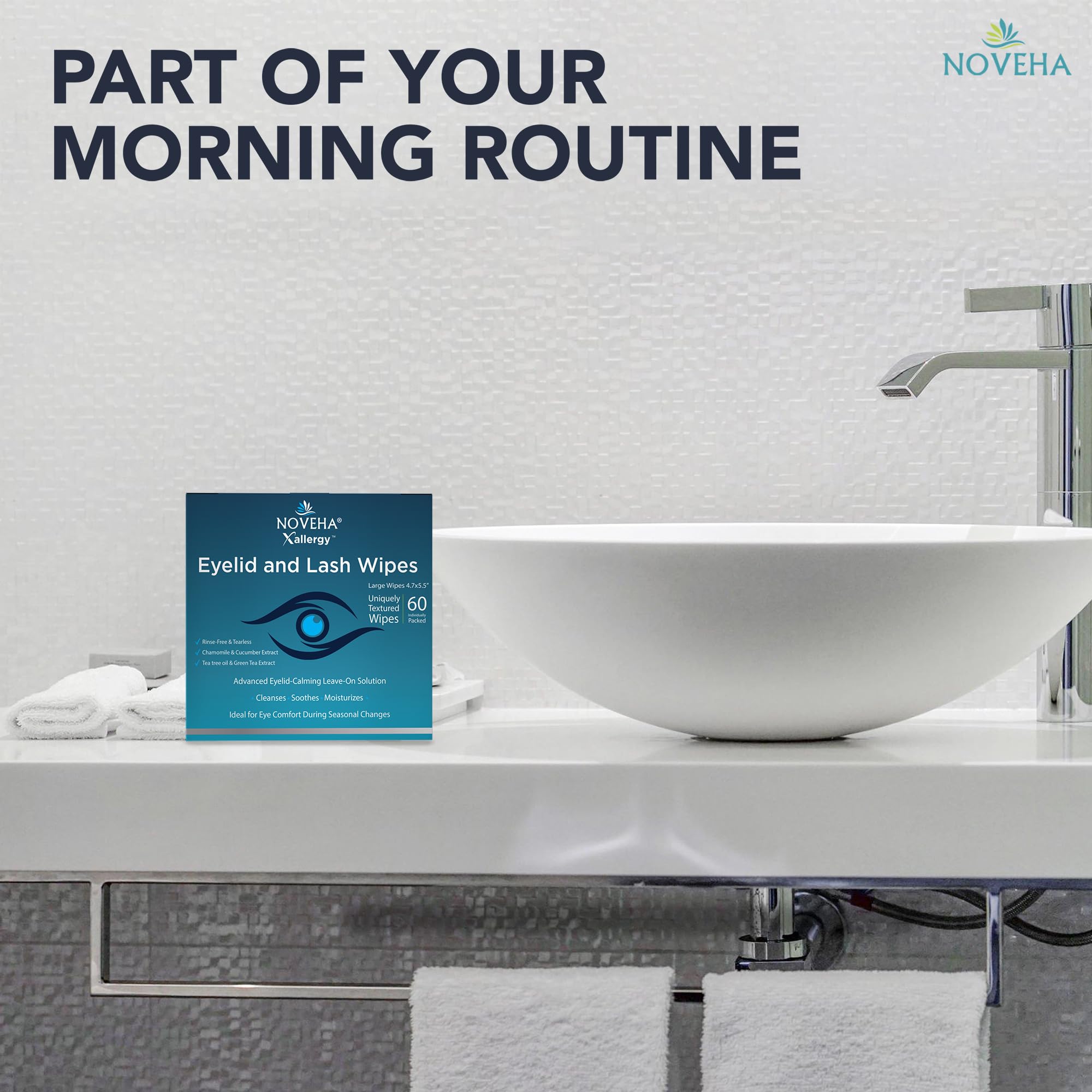 NOVEHA eyelid wipes travel-size pack enables on-the-go quick relief