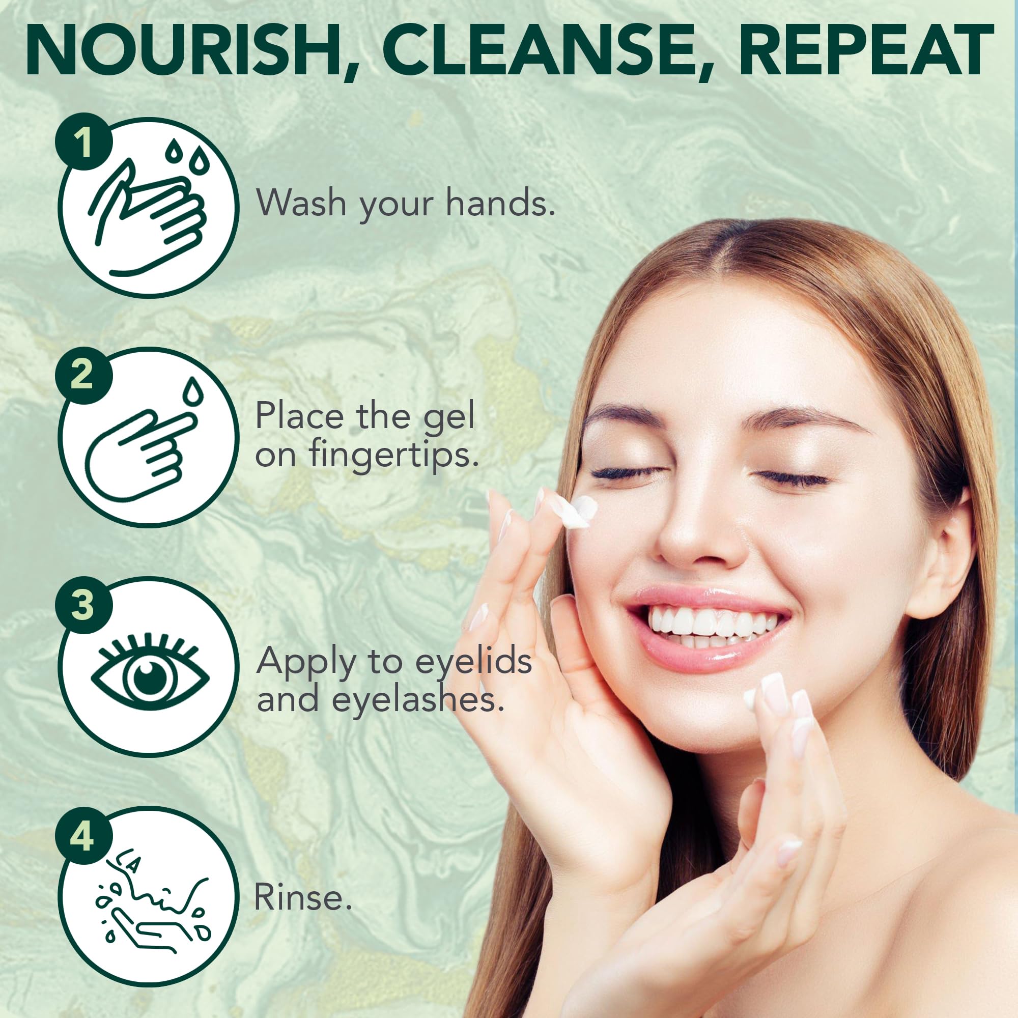 NOVEHA Hyaluronic acid close-up suggesting hydrating eyelid comfort.
