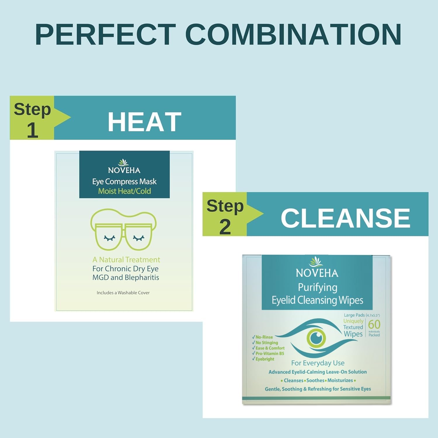 NOVEHA individually wrapped wipes underscore travel-ready convenience for clean eyelids anywhere