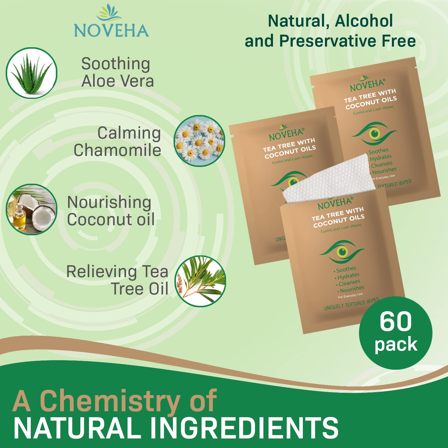 NOVEHA wipes individually wrapped for on-the-go cleansing
