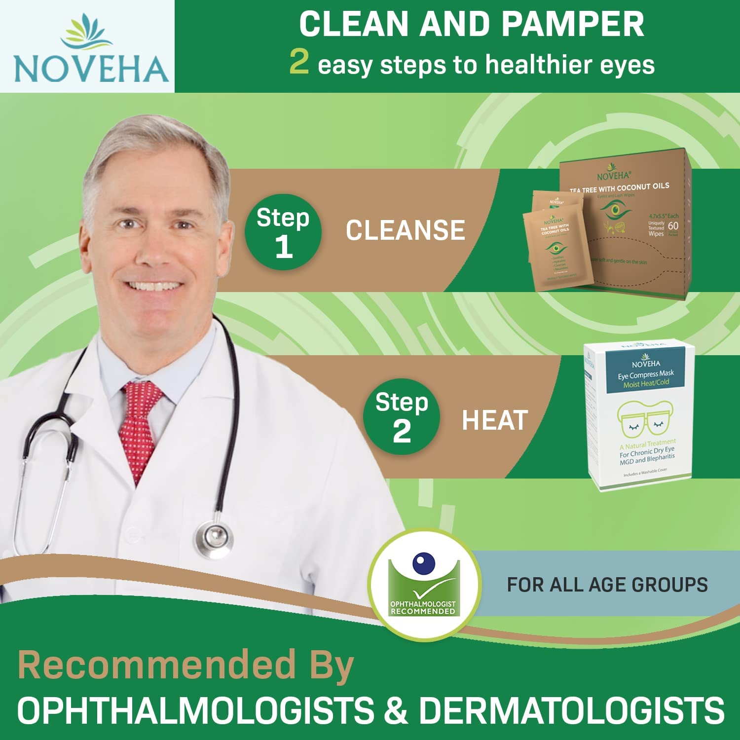 NOVEHA wipes remove makeup while nourishing skin around eyes with aloe vera.