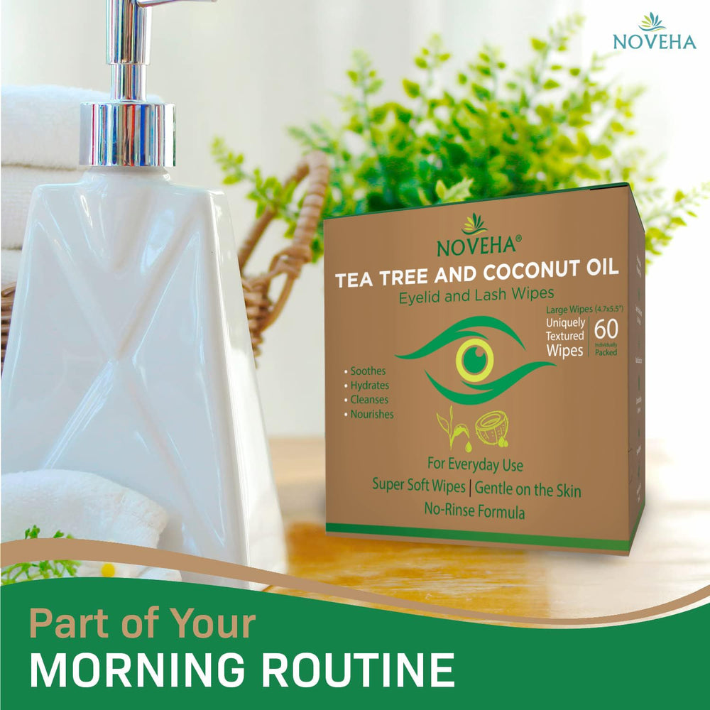 NOVEHA wipes support daily ocular hygiene for conditions like demodex and blepharitis.