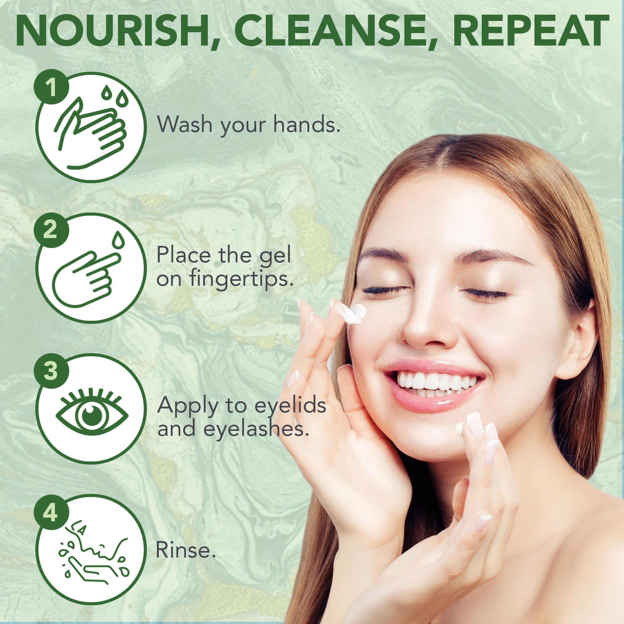 NOVEHA Tea Tree Eyelid Cleanser packaging highlights plant-based, preservative-free formula.