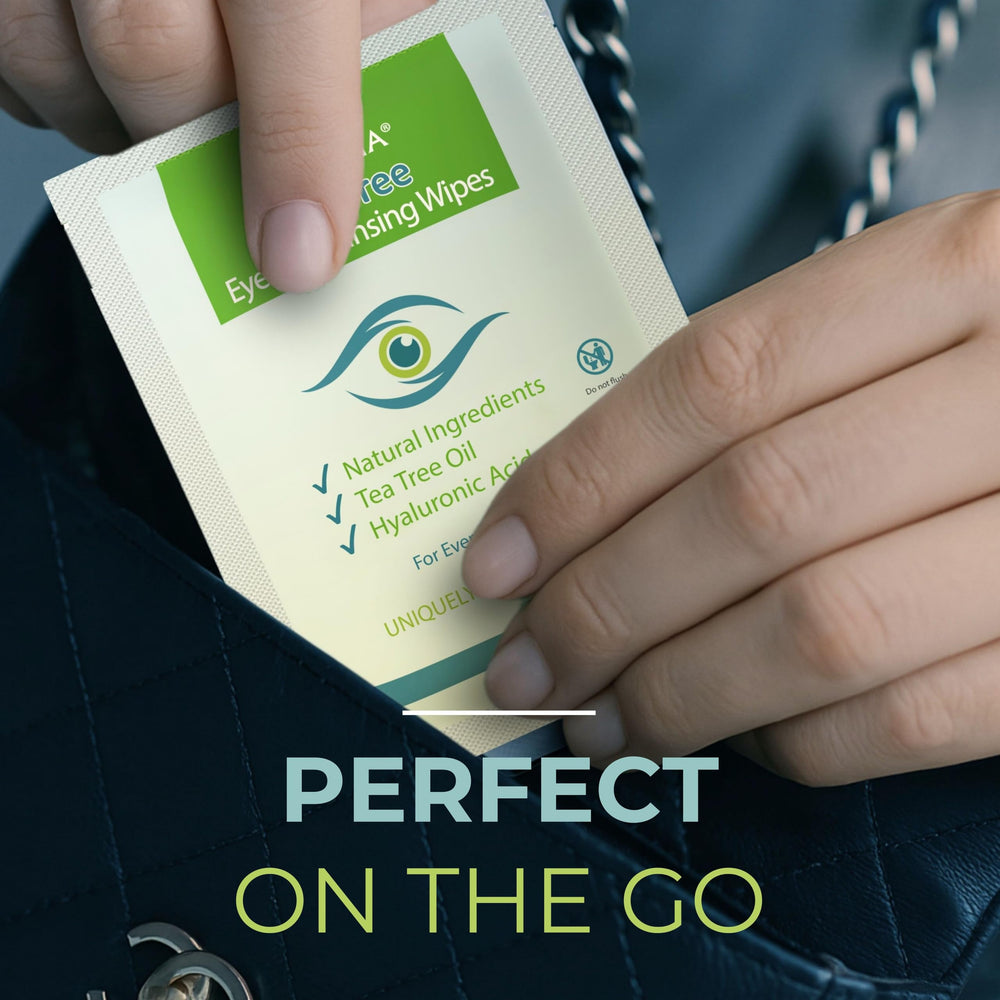 NOVEHA eyelid wipes for makeup removal and eye hygiene.