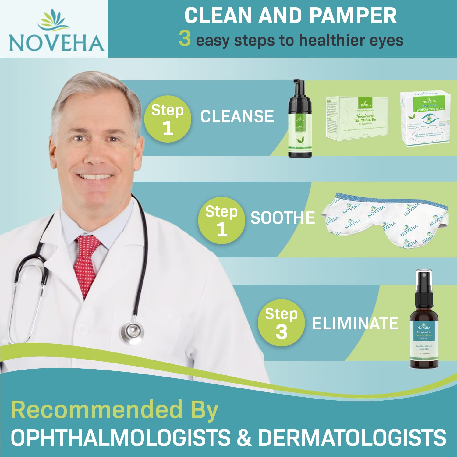 NOVEHA vitamins E and B5 glow with hydrating components.
