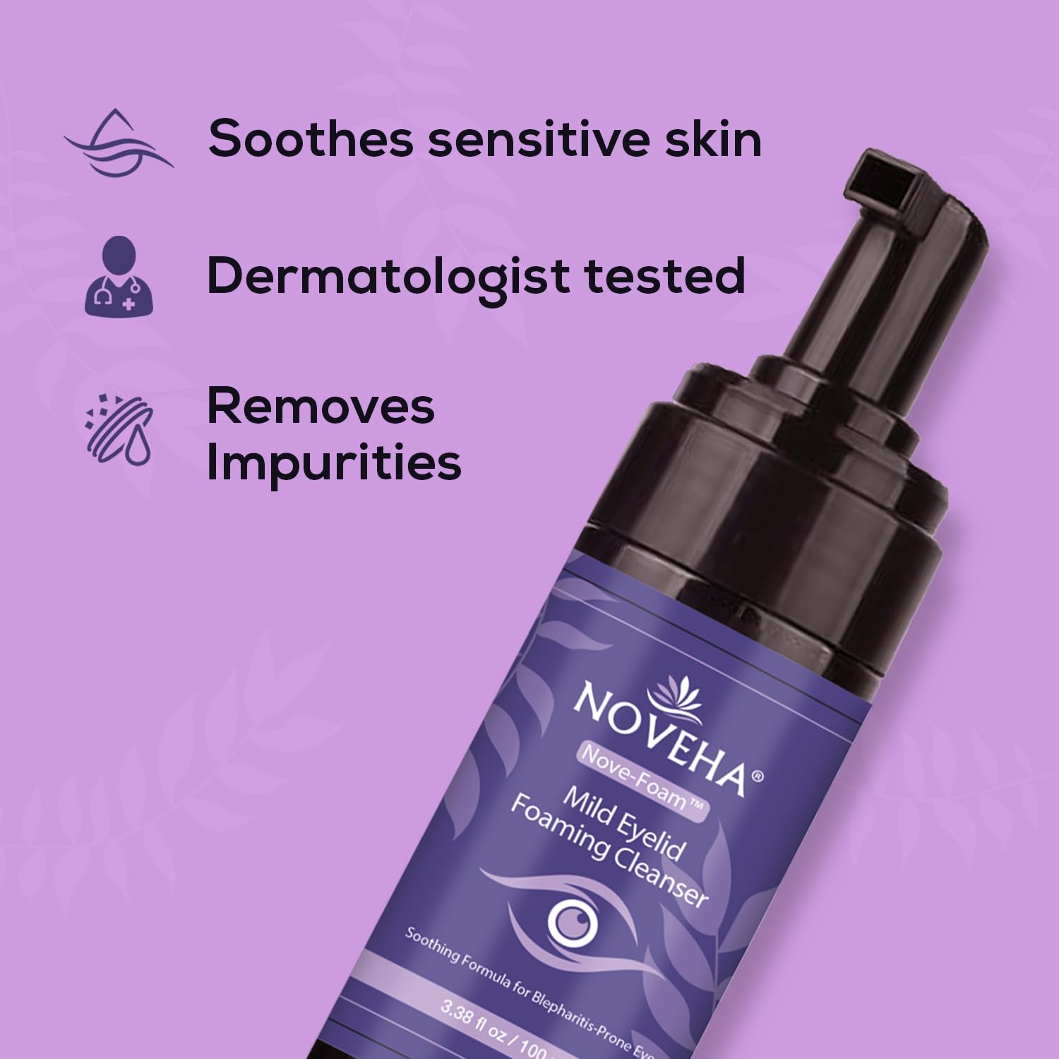 NOVEHA Tea Tree oil close-up showing natural aroma and refreshing feel.